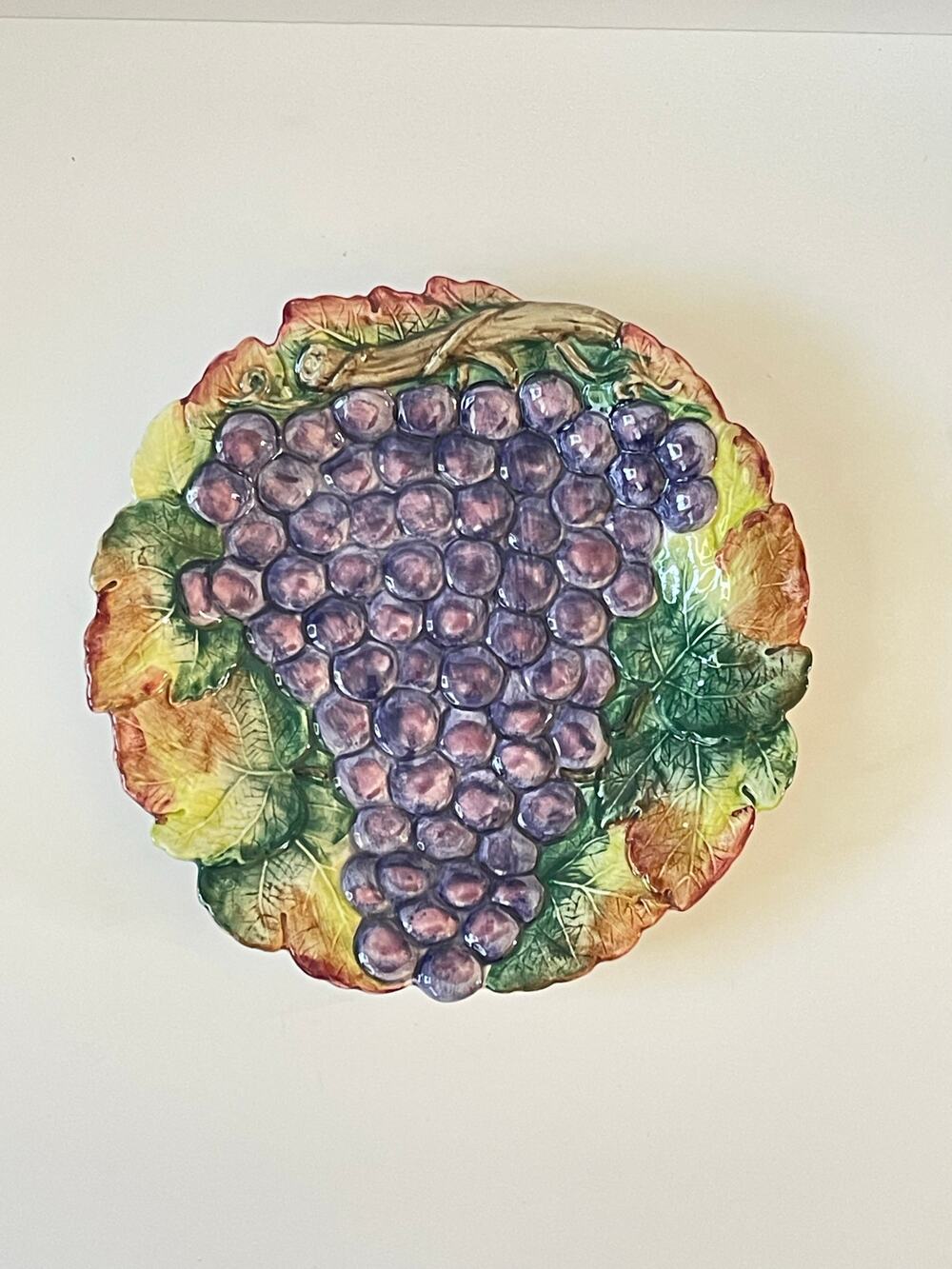 Fitz & Floyd Ironstone VTG Purple Grape Cluster Leaf Decorative Plate